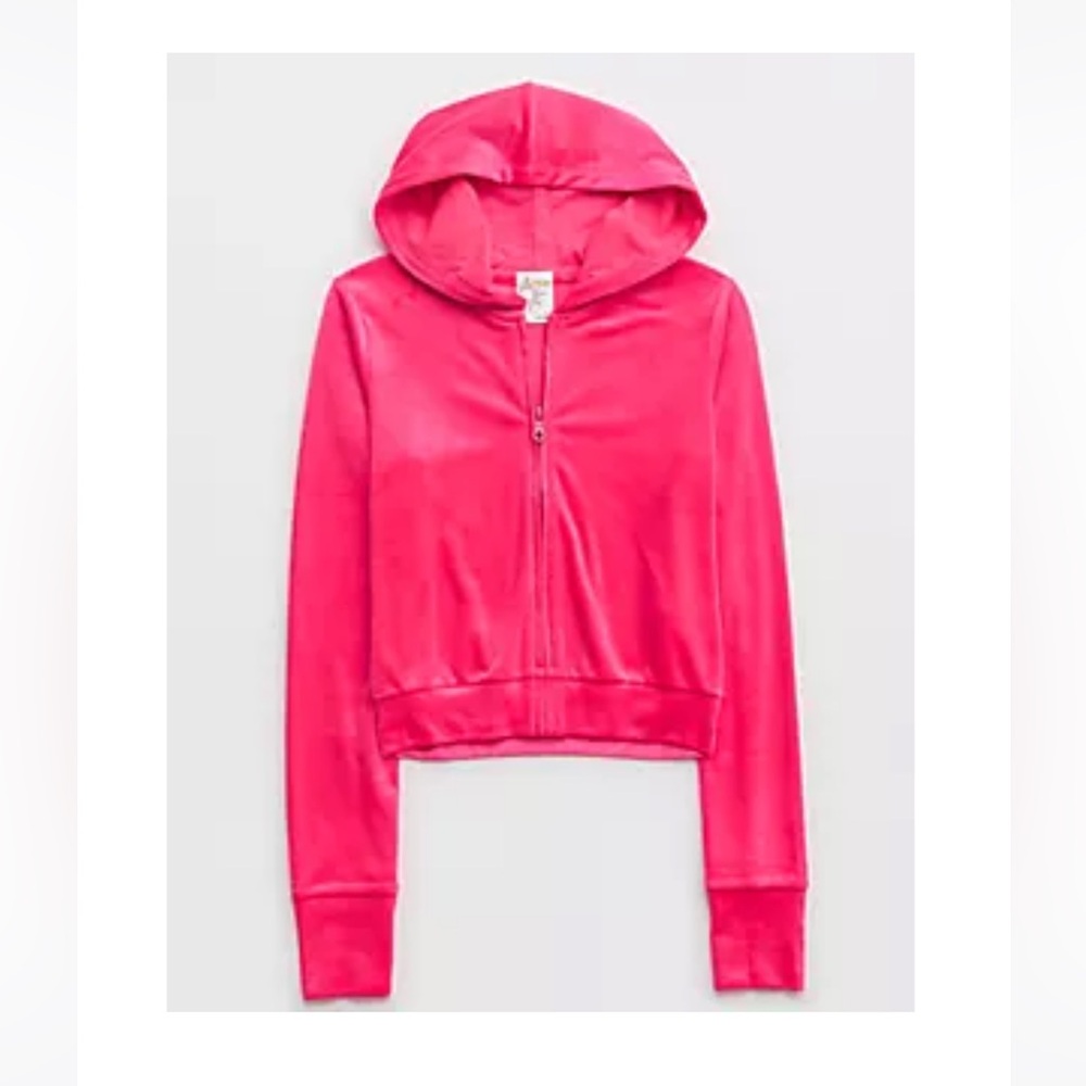 Arie zip up velour pink hoodie, size large, excellent condition.